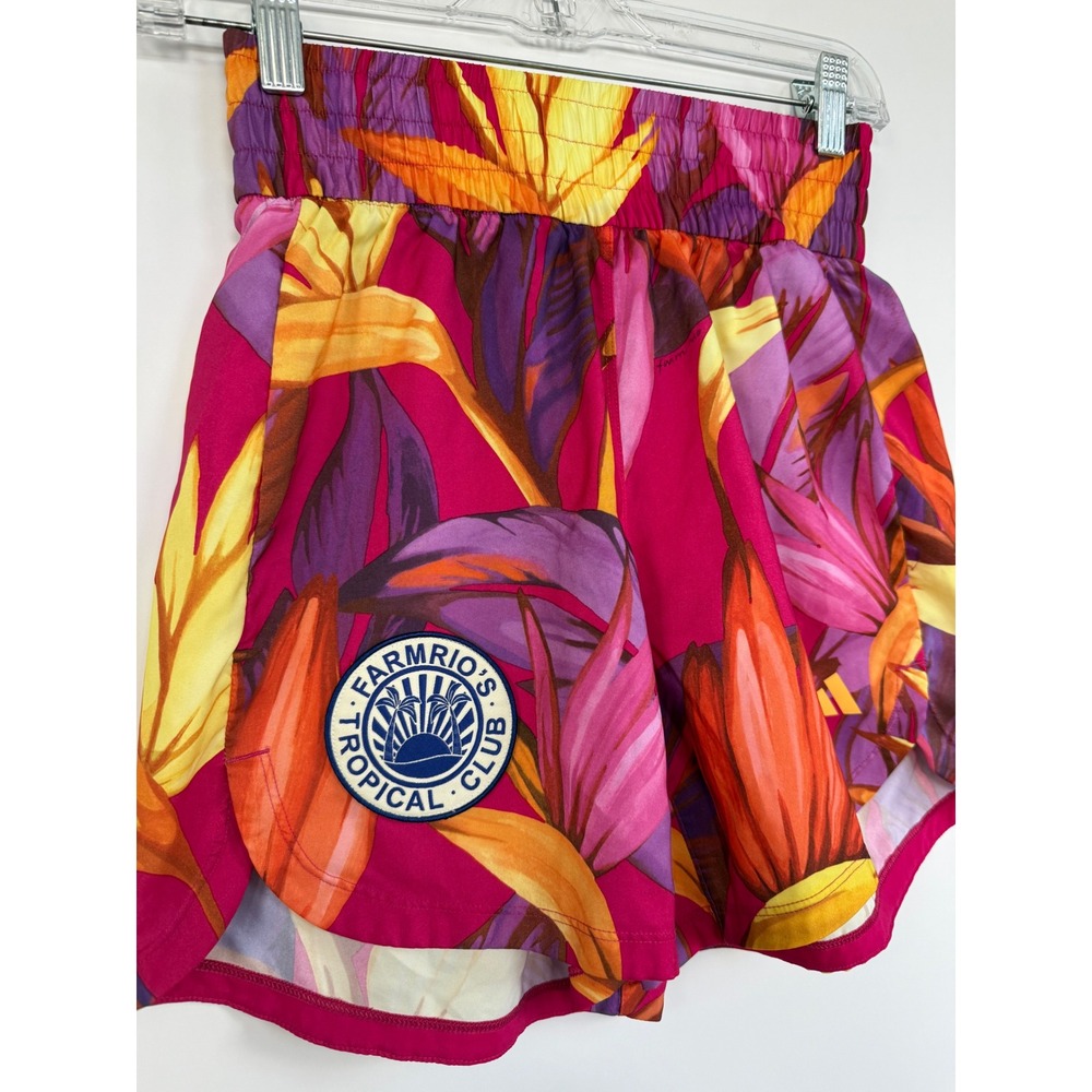 Adidas x Farm Rio Tropical Club Shorts Pink Floral Botanical Women's XS Resort